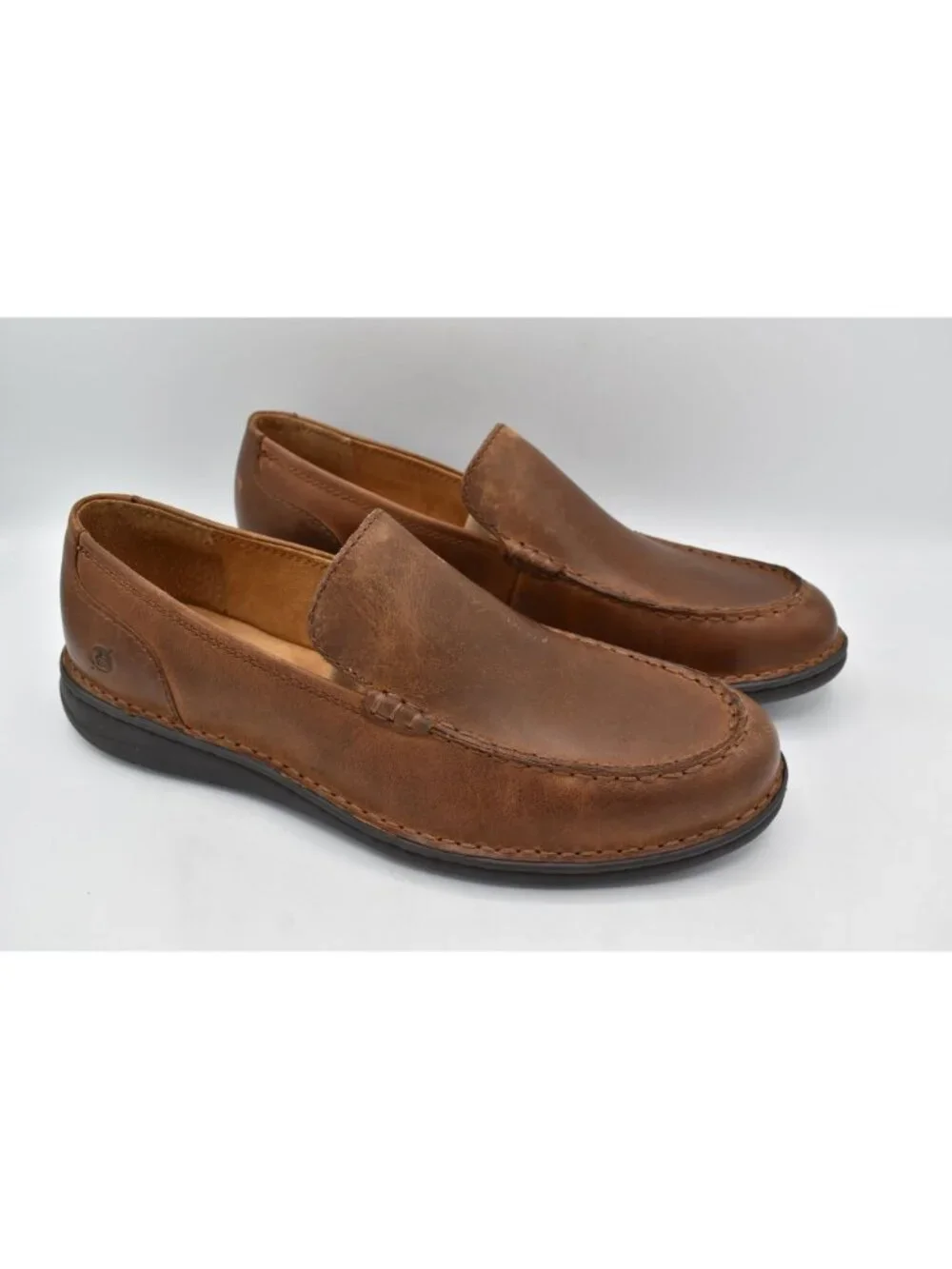 Born Mens Size 9.5 Thatcher Rust Full Grain Leather‎ Dark Brown Loafers Shoes